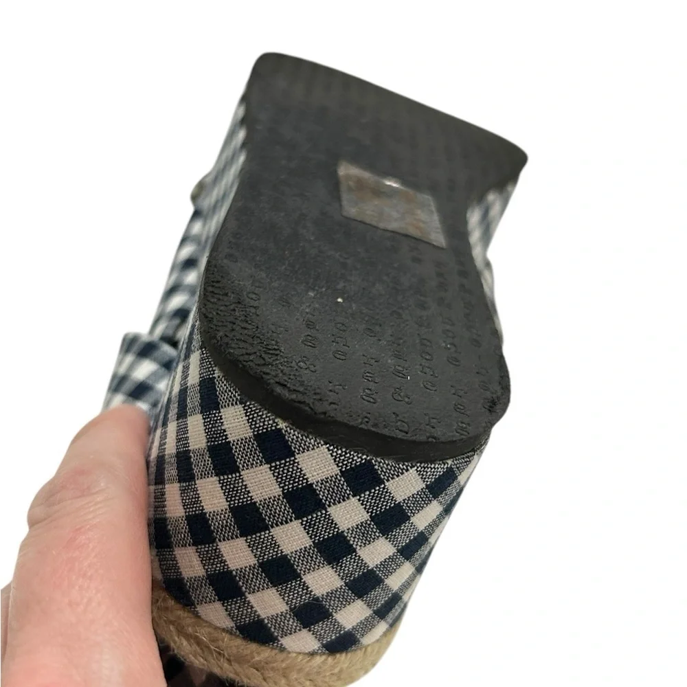 Rag & Bone Checkered Gingham Ankle Strap Megan Platform Sandals 7.5 Blue White
